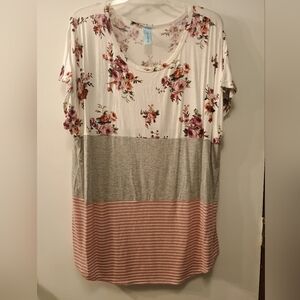 Floral and Striped Women's Top